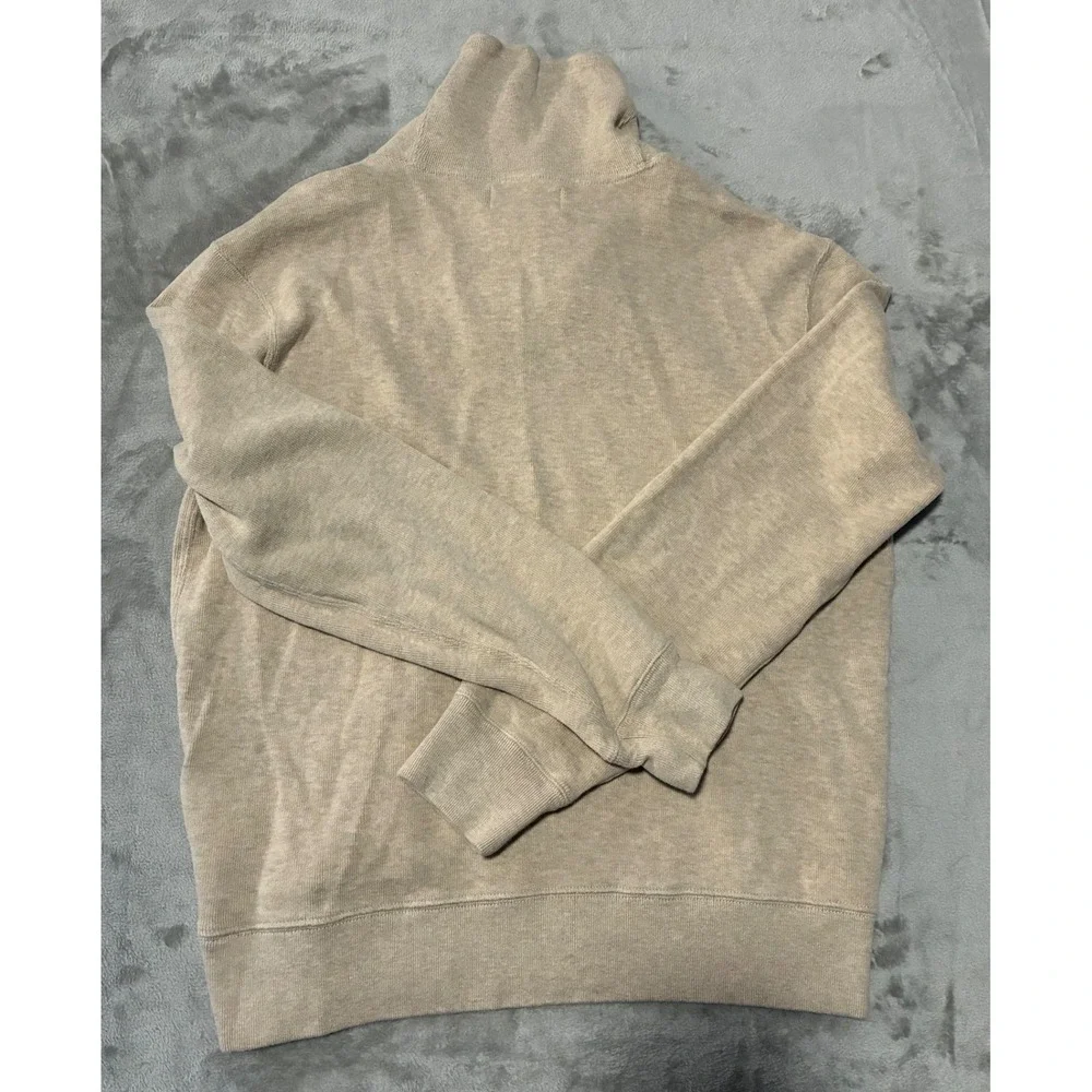 Polo Ralph Lauren Mens Tan Shawl Collar Button Pullover Sweatshirt M Green Pony